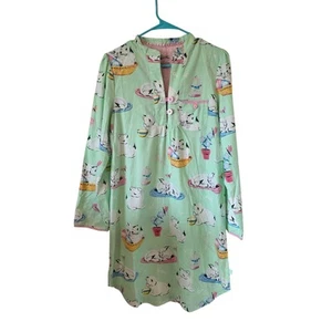 Nick & Nora Damen Kätzchen Katze Print Langarm Nachthemd Pyjama Medium Grün - Bild 1 von 3