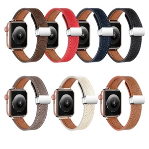 Correa de cuero genuino de lujo iWatch para Apple Watch Ultra 2 Series 9 8 7 5 - Imagen 1 de 19