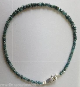 8.0 tcw 7 inc.Natural Blue Rough Raw Diamond Beads Bracelet, 925 silver bracelet - Picture 1 of 3