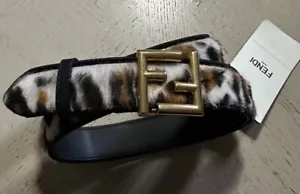 New $750 Fendi Womens FF Logo Leather Belt Black/Brown/White 34/85 - Picture 1 of 11
