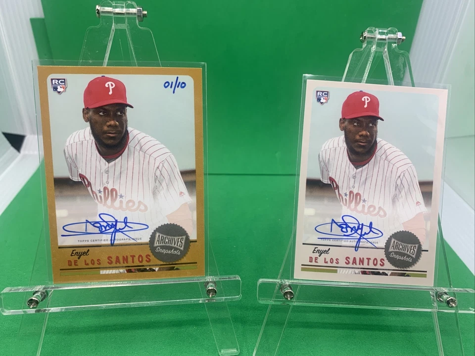 (2) ENYEL DE LOS SANTOS RC 2019 TOPPS ARCHIVES SNAPSHOTS GOLD 1/10 & BASE AUTO - Image 1 of 4
