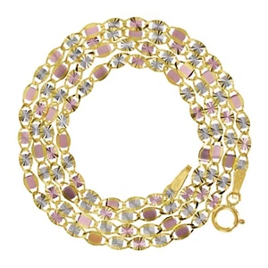 Italian 14k Tri-Color Gold Diamond Cut Valentino Chain Necklace 16" 2.6mm 2 gram - Picture 1 of 5