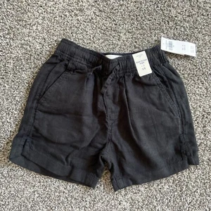 NWT Abercrombie Kids Boy's Size 5/6 Black Linen Blend Above The Knee Shorts - Picture 1 of 4