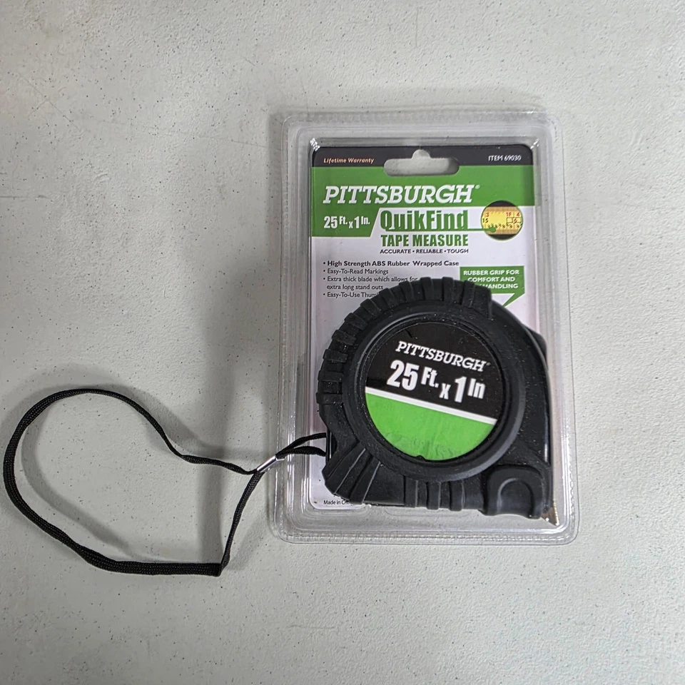 Pittsburgh Tape Measure NEW Quik Find 25ft x 1" ABS Rubber Grip Heavy Duty Tool  - Image 1 of 4