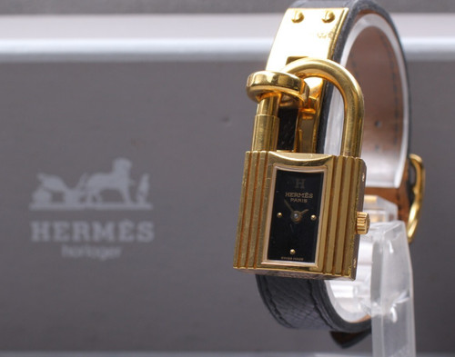 HERMÈS [EXC+5 in SCATOLA Carta] Orologio Vintage HERMES Kelly KE1.201 Oro Nero Donna Qz U320