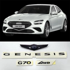 Hood Trunk Wing Logo Letter Glossy Black Emblem Badge For 2021~2024 Genesis G70 - Picture 1 of 14