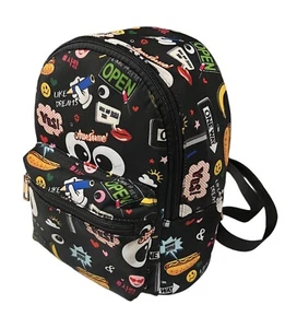 LD Mini Backpack Black Various Animated Cartoon Designs 8.5"x9.5"x5.5" - Picture 1 of 11