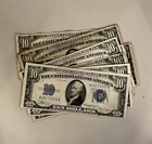 1934 Ten Dollar Blue Seal Note Silver Certificate Old Us Bill $10 Money Currency