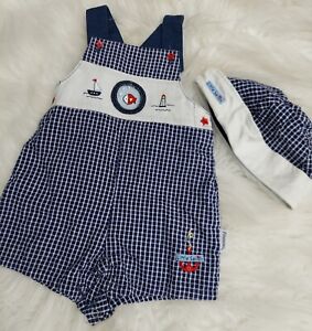 Vitamin Kids Sz 12 Mos. LITTLE SAILOR outfit With Matching Hat Nautical