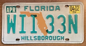 Florida License Plate WII 33N – Hillsborough – (04-02)  VGC - Picture 1 of 6