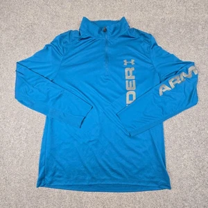 Under Armour Shirt kids LARGE Blue 1/4 Zip Long Sleeve speed stride Size L - Picture 1 of 9