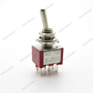 5×Mini Toggle Switch DPDT 2 Position ON-ON 6-PIN 250V 2A 125V 6A Red MTS-202 - Picture 1 of 4
