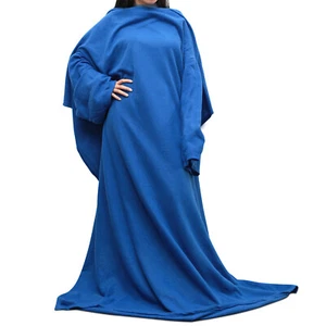 Adults Wearable Fleece Blanket with Sleeves Soft Robe Cozy Warm Sofa TV Blanket - Picture 1 of 38