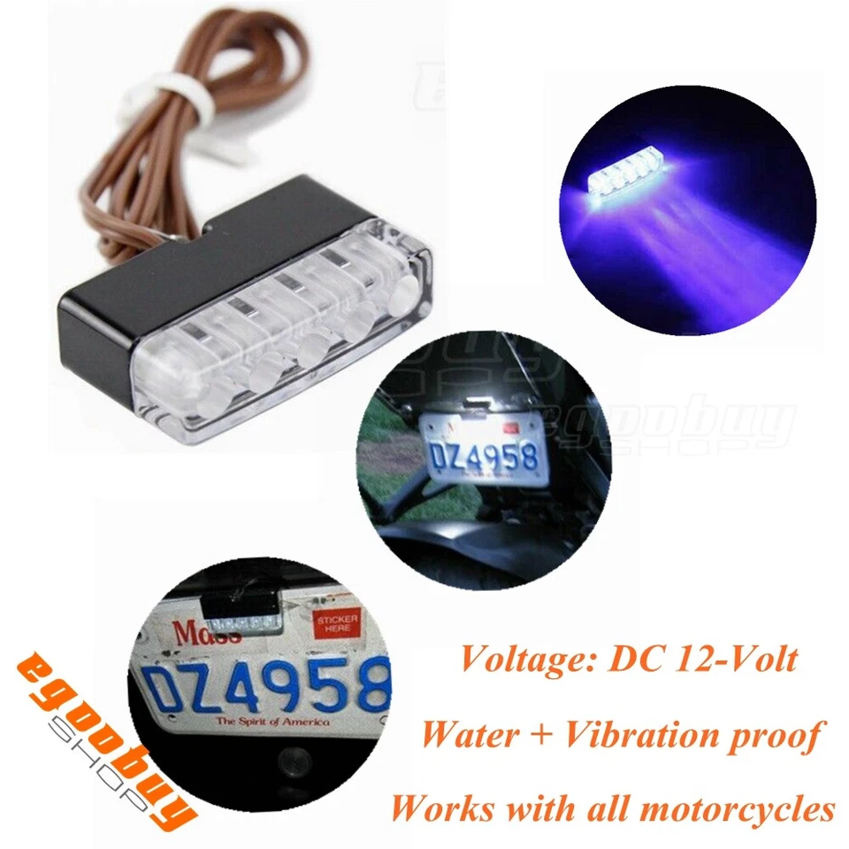 Mini luz de matrícula LED azul universal para motocicleta 4 piezas Foto 1 de 4