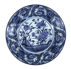 ARITA WARE KRAAK JAPANISCHE BLAU WEISS PORZELLAN SCHALE EDO PERIODE ANTIK JAPAN - Bild 1 von 9