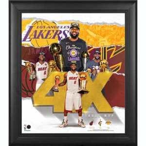 LeBron James Los Angeles Lakers Framed 15" x 17" 4X NBA Finals MVP Collage - Foto 1 di 1