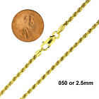 925 Sterling Silver Gold-Plated Diamond Cut Rope Chain Necklace All Sizes