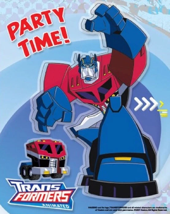 Transformers Animated  "Party Time!" Invitations x 6 - Children's Party - Image 1 of 1