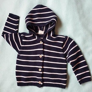 Alana Baby Jacke Strickjacke Gr.74 blau-weiß gestreift Öko Baumwolle TOP wie NEU - Bild 1 von 2