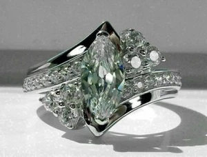 New 2Ct Marquise Cut VVS1/D Diamond Women's Engagement Ring 14K White Gold Over - Picture 1 of 7