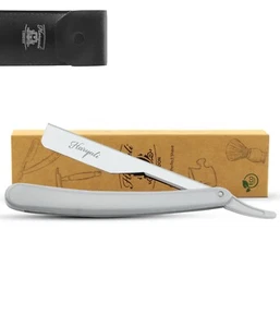 Maquinilla de afeitar Cut Throat para hombre, afeitadora, mango de plástico, afeitadora recta de peluquero, gris - Imagen 1 de 7