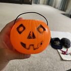 Vintage Small 4" Pumpkin Jack O Lantern Blow Mold Diamond Eye Halloween