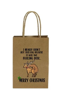 Rude Novelty/Gifts Bag, Two Deers Christmas Gift bag, Bring The Fun To christmas - Picture 1 of 11