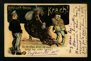 Germany Postcard Leipzig Bank Crash - Woman In Black Stealing Money c1901 - Picture 1 of 2
