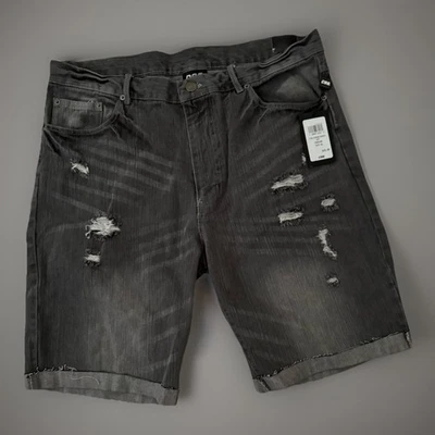 全新带标签 CSG 短裤男式灰色尺寸:38 黑色牛仔复古牛仔裤短裤 MSRP 45 美元 — 第 1/4 张图片