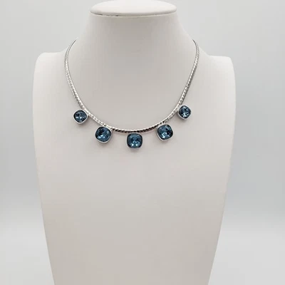 Collar Touchstone Crystal de Swarovski Agua Salada Azul Hielo Tono Plata Foto 1 de 4