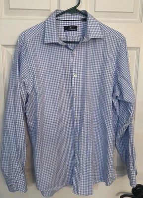 Camisa de vestir Hart Schaffner Marx para hombre talla grande manga larga guinga 100 % algodón Foto 1 de 4