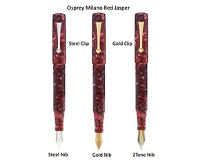 Osprey Milano - Red Jasper Fountain Pen with EEF/EF/F/M/B/BB nib choices - Picture 1 of 5