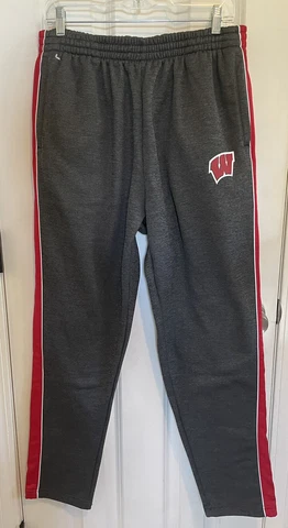 Colosseum Athletics Wisconsin Badgers Sweatpants Mens Small Gray READ Cover