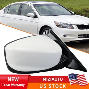 Right Power Mirror White For 2008-2012 Honda Accord Sedan Heated Manual Fold - Picture 1 of 14