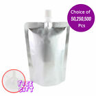 4x6.5in Silver Glossy Aluminium Mylar Stand Up Spout Pouch w/ Spout & Funnel