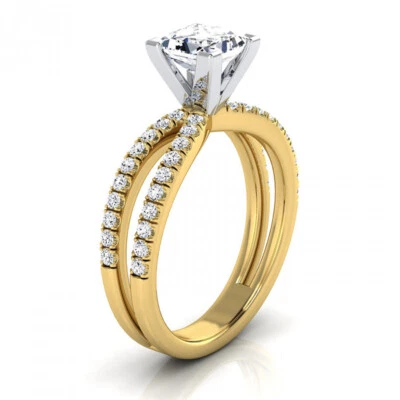 9MM Women's Princess Cut AAA Cz Double Rowes Ring White Gold Filled Ring Sz 6-10 - Image 1 of 4