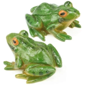 2 Pcs Frog Statue Ornaments Mini Frog Sculpture for Garden Landscape Desk - Picture 1 of 9