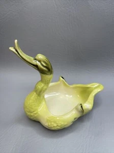 Swan Ceramic Pottery Green USA Trinket Dish Planter Country Cottage Core Decor - Picture 1 of 15