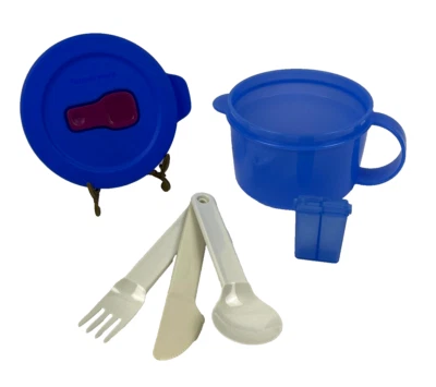New Tupperware  Crystal wave  2 c soup mug +  Snap On Utensils & Salt & Pepper - Image 1 of 4