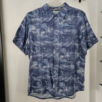 Camisa para Hombres Margaritaville Campamento de Surfista Hawaiano Azul Tropical Grande  Foto 1 de 4