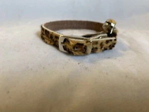 LEATHER COWHIDE WITH FUR CAT COLLAR - Picture 1 of 8
