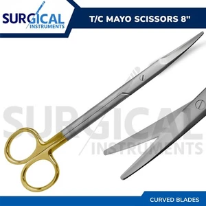 Tijeras dentales quirúrgicas T/C Mayo 8" curvas acero inoxidable grado alemán - Imagen 1 de 8