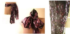 Bufanda a lunares rosa púrpura metálico brillante noche Japón 58x10 A291 - Imagen 1 de 6