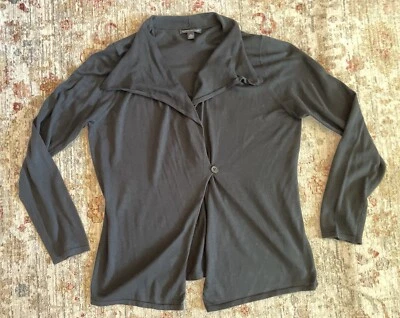 BANANAREPUBLIC черный Duster кардиган каскадный длинный Slv Пима хлопок шерсти XL EUC - Изображение 1 из 4