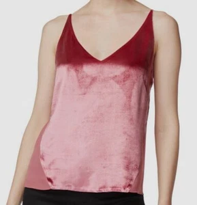 $498 J Brand Women's Red Velvet V-Neck Spaghetti Sheer Silk Camisole Cami Top XS - Picture 1 of 2