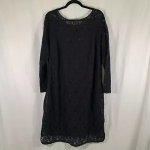 Jessica London Midi Dress Women's 20 Black Lace Long Sleeve Round Neck New - Picture 1 of 8