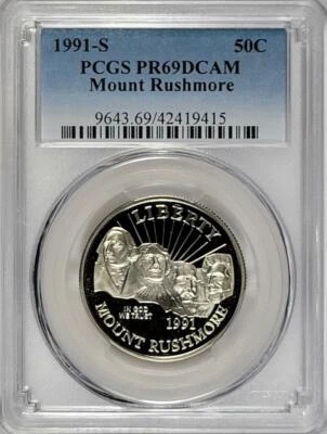 1991 - S  Commemorative Half Dollar - Mount Rushmore - PCGS PR69DCAM - Image 1 of 2
