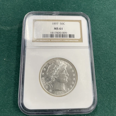 1897 Barber Half Dollar $0.50 NGC MS 61 Cover