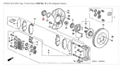 Tapa NSX HONDA ACURA ORIGINAL OEM, freno delantero buje ☆ 44304-SL0-000 ☆ Foto 1 de 2
