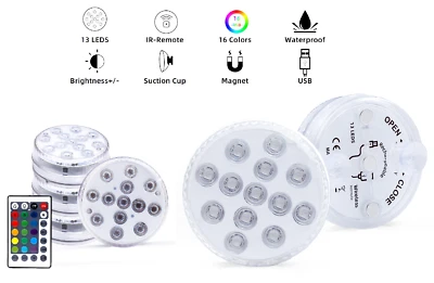 LED Wiederaufladbar Poolbeleuchtung Unterwasserlicht Garten Magnet RGB 4er Set - Bild 1 von 4